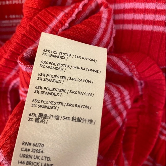 Anthropologie || Maeve Ribbed Stripe Turtleneck Red Pink XS - Picture 6 of 8